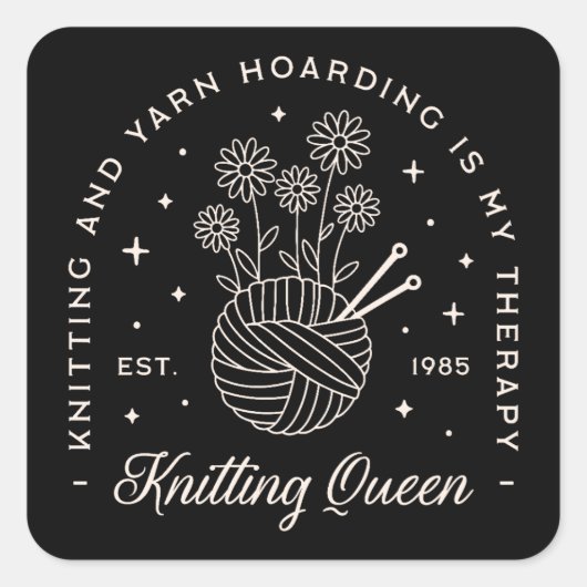 Das Knittern ist meine Therapie lustige Garnhornku Quadratischer Aufkleber (Vorderseite)