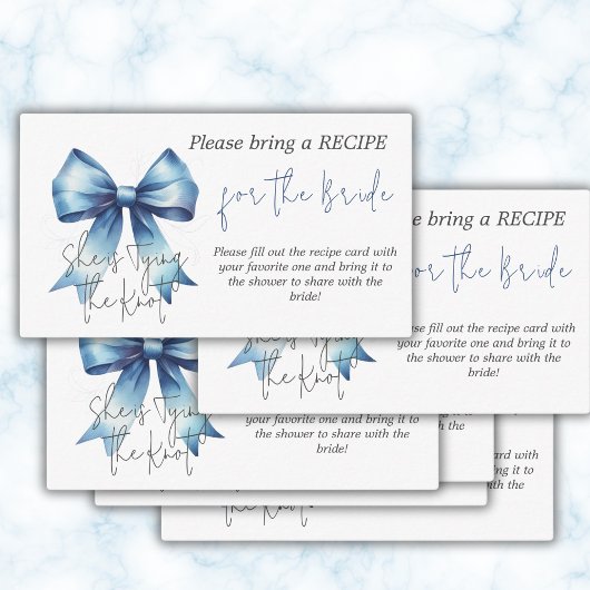 Das Knot Blue Bow-Brautparty-Rezept Begleitkarte