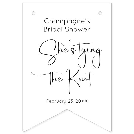 Das Knot-Modern-Script-Brautparty Wimpelkette (Erste Fahne)