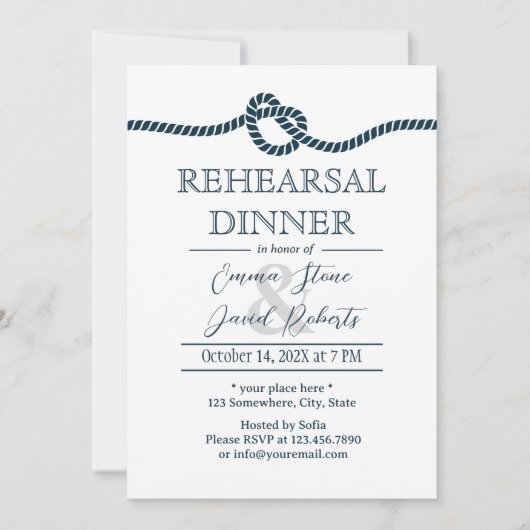 Das Knot-Nautical-Wedding-Probe-Dinner Einladung (Vorderseite)