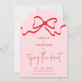 Das Knot Red Bow Foto Save the Date koppeln Einladung (Vorderseite)