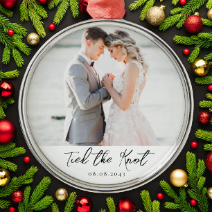 Das Knot Wedding Meilenstein-Foto halten Ornament Aus Metall