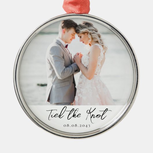 Das Knot Wedding Meilenstein-Foto halten Ornament Aus Metall (Vorne)
