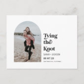 Das Knoten Modernes Foto Save the Date binden Ankündigungspostkarte (Vorderseite)