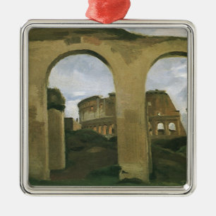 Das Kolosseum durch die Arkaden in Rom, Italien ge Silbernes Ornament