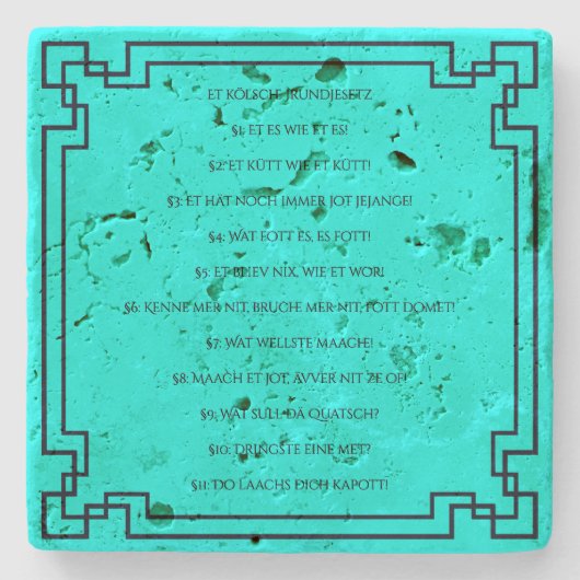 Das Kölsche Grundgesetz – Köln Cologne Jugendstil Steinuntersetzer (Vorderseite)