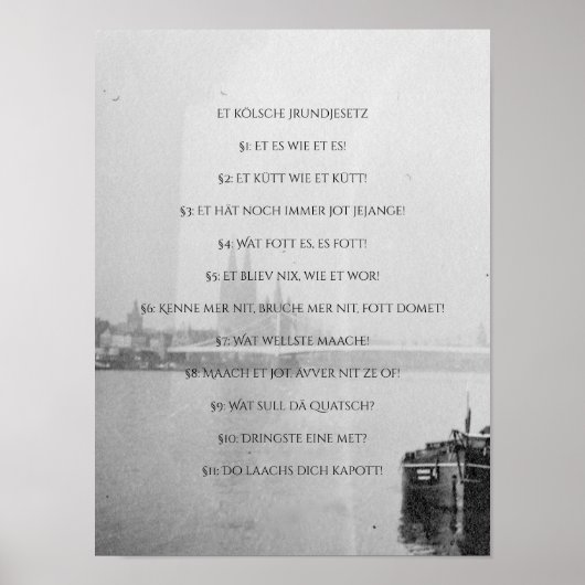 Das Kölsche Grundgesetz - Kölsch - Köln - Köln Poster (Vorne)