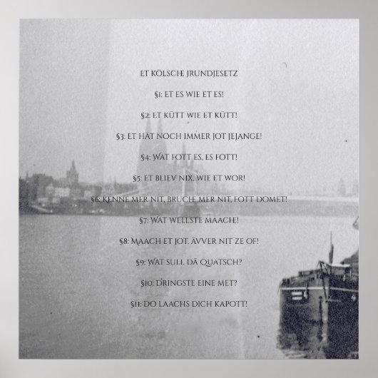 Das Kölsche Grundgesetz - Kölsch - Köln - Köln Poster (Vorne)