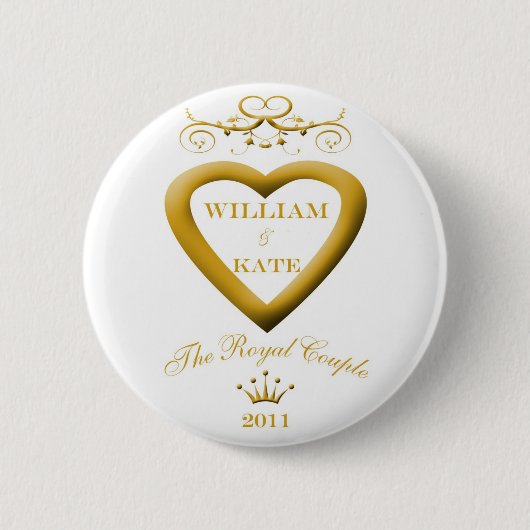 Das Königspaar William und Kate Andenken-Knopf Button (Vorderseite)