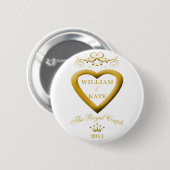 Das Königspaar William und Kate Andenken-Knopf Button (Vorne & Hinten)