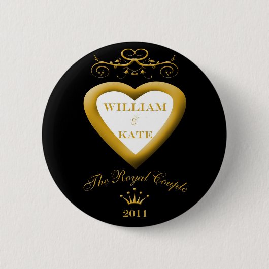 Das Königspaar William und Kate Andenken-Knopf Button (Vorderseite)