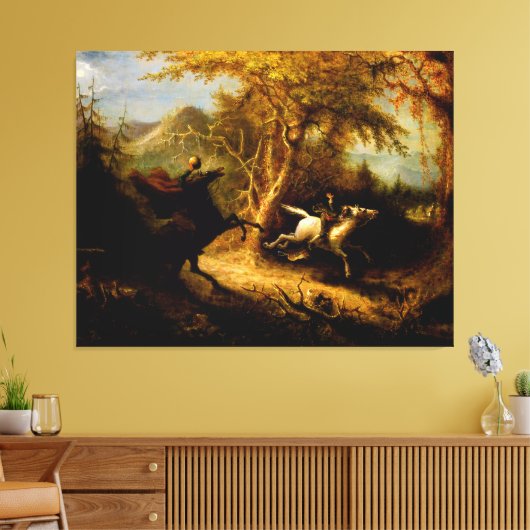 Das kopflose Pferd, das Ichabod-Kranich verfolgt Leinwanddruck (Insitu (Wohnzimmer))