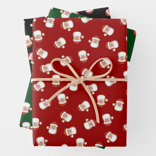 Das Kopfmuster des Weihnachtsmanns Geschenkpapier Set (Beispiel)