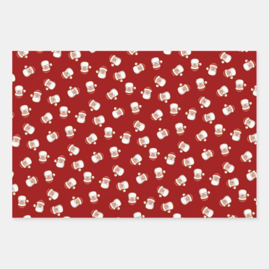 Das Kopfmuster des Weihnachtsmanns Geschenkpapier Set (Vorderseite)