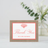Das Korallenriff auf der Burlap Boho Beach Wedding Postkarte (Stehend Vorderseite)