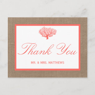 Das Korallenriff auf der Burlap Boho Beach Wedding Postkarte
