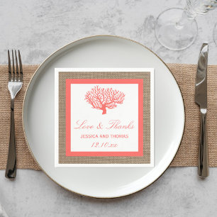 Das Korallenriff auf der Burlap Boho Beach Wedding Serviette
