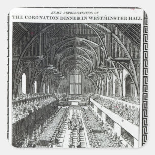 Das Koronationsbankett in der Halle von Westminste Quadratischer Aufkleber