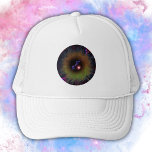 Das kosmische Auge der Schöpfung Truckerkappe<br><div class="desc">Dieses kosmisch-thematische Design zeichnet sich durch eine zentrale schwarze Leere aus, umgeben von strahlenden Mustern, ähnlich einem abstrakten Auge, das kosmische Beobachtung symbolisiert. Mit einem elektrisch blauen Blitz, Bio Texturen und wirbelnden Wirbelformen ruft es dynamische Energie und die geheimnisvollen Kräfte des Universums hervor. Rot, Purpel, Grüntöne und Blues sorgen für...</div>