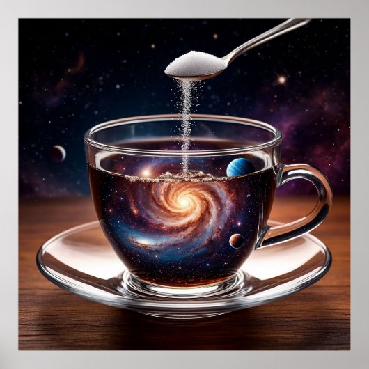 Das kosmische Universum in einem Kaffeecup Poster (Vorne)