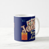 Das Kratetikett des Jacks in Washington Staat Appl Kaffeetasse (VorderseiteRechts)