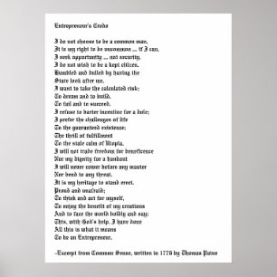 Das Kredo des Unternehmers Poster