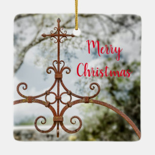 Das Kreuz 2, Frohe Weihnachten, Keramik-Ornament Keramikornament