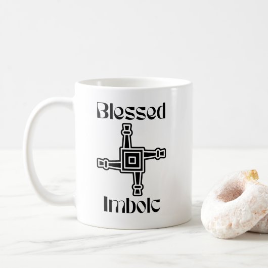 Das Kreuz der gesegneten Imbolc-Brigid Kaffeetasse (Mit Donut)