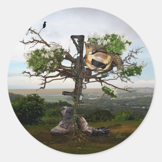 Das Kreuz des gefallenen Soldaten Runder Aufkleber (Vorderseite)