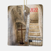 Das Kreuz, frohe Weihnachten, Keramikornament (Links)