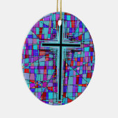 Das Kreuz in beflecktem Glas Keramikornament (Rechts)