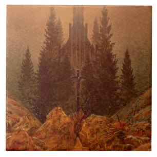 Das Kreuz in den Bergen, 1812 (Öl auf Leinwand) Fliese