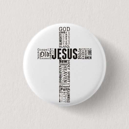 Das Kreuz Jesu Christi-Wortwolke Button (Vorderseite)