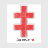 Das Kreuz von Lothringen (Vintag rot) Aufkleber (Blatt)