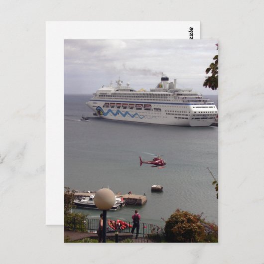 das Kreuzfahrtschiff AIDAblu im Hafen von Funchal, Postkarte (Vorne/Hinten)