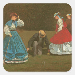 Das Krokettspiel, 1866 (Öl auf Leinwand) Quadratischer Aufkleber