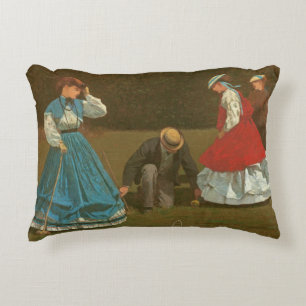 Das Krokettspiel, 1866 (Öl auf Leinwand) Zierkissen