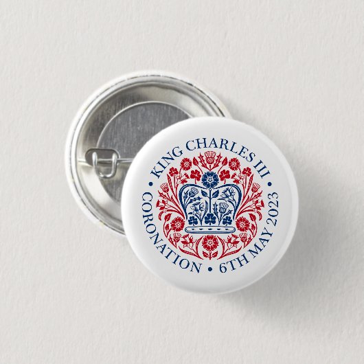 Das KrönungsEmblem des Königs Charles 2023 Button (Vorne & Hinten)