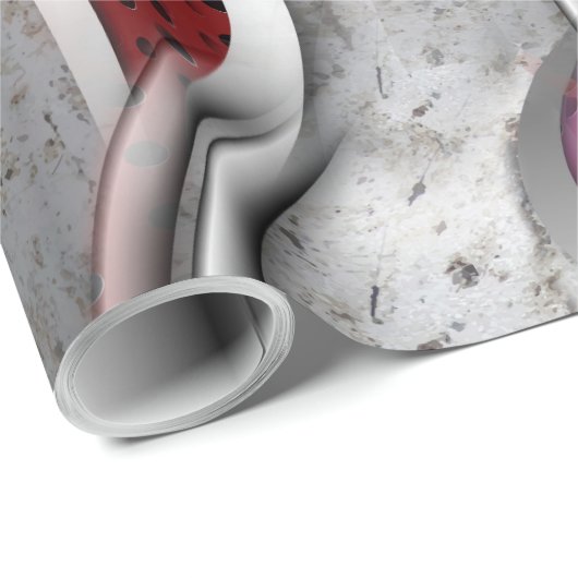 Das kühne Metallic 3D Red Gray Texture Look Geschenkpapier (Rolleneckpunkt)