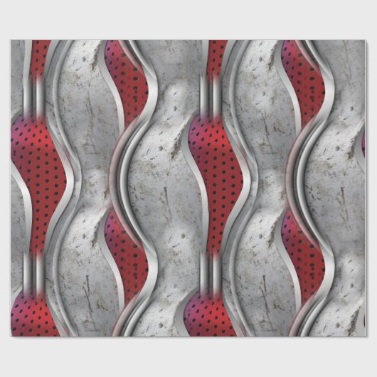 Das kühne Metallic 3D Red Gray Texture Look Geschenkpapier (Flach)