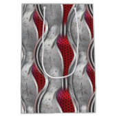 Das kühne Metallic 3D Red Gray Texture Look Mittlere Geschenktüte (Rückseite)