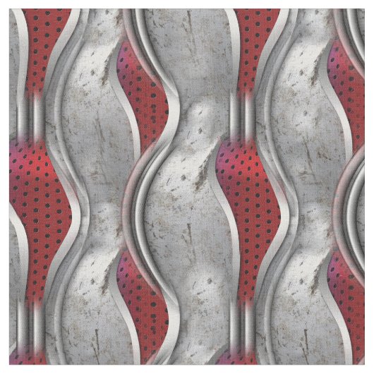 Das kühne Metallic 3D Red Gray Texture Look Stoff (Nahaufnahme)