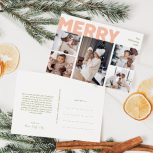 Das kühne moderne frohe Jahr im Fünf-Foto-Review Feiertagspostkarte