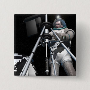 Das künstlerische Konzept der künftigen Weltraumfo Button