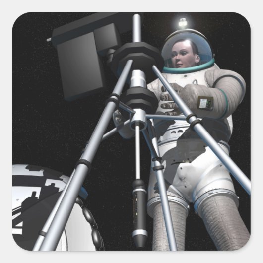 Das künstlerische Konzept der künftigen Weltraumfo Quadratischer Aufkleber (Vorderseite)
