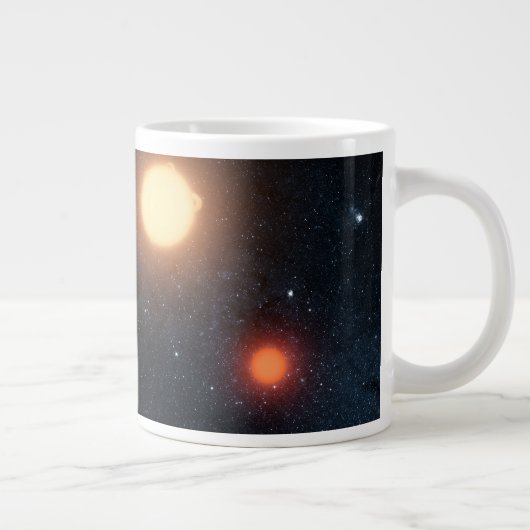 Das künstlerische Konzept illustriert Kepler-16b. Jumbo-Tasse (Rechts)