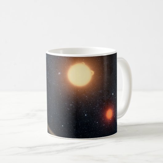 Das künstlerische Konzept illustriert Kepler-16b. Kaffeetasse (VorderseiteRechts)