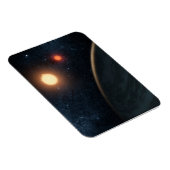 Das künstlerische Konzept illustriert Kepler-16b. Magnet (Rechte Seite)