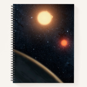 Das künstlerische Konzept illustriert Kepler-16b. Notizblock