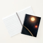 Das künstlerische Konzept illustriert Kepler-16b. Notizblock (Innenseite)